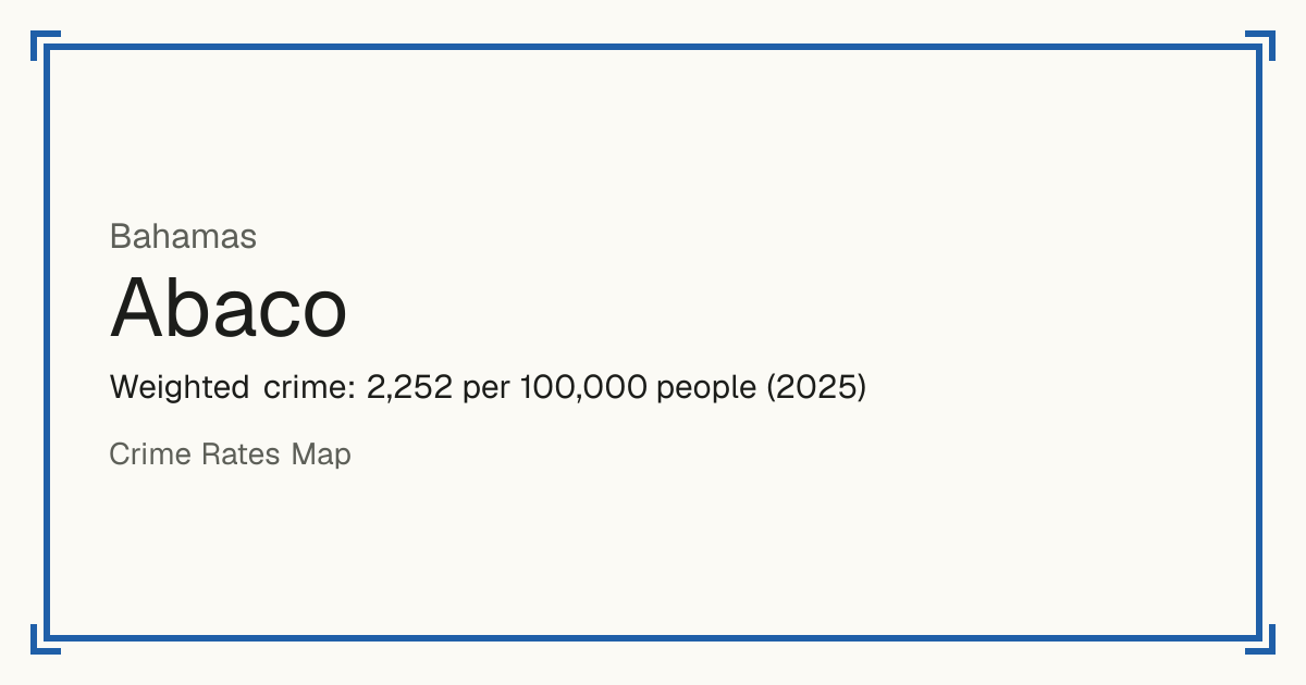 Abaco, Bahamas: Weighted crime: 2,252 per 100,000 people (2025).