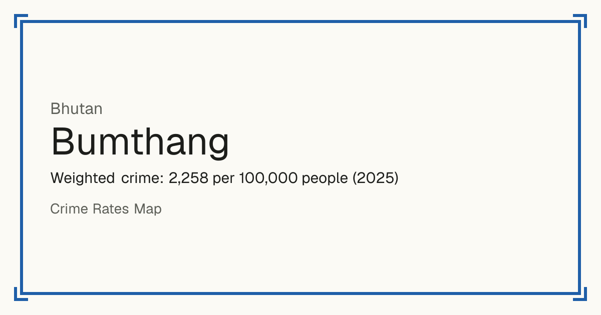 Bumthang, Bhutan: Weighted crime: 2,258 per 100,000 people (2025).