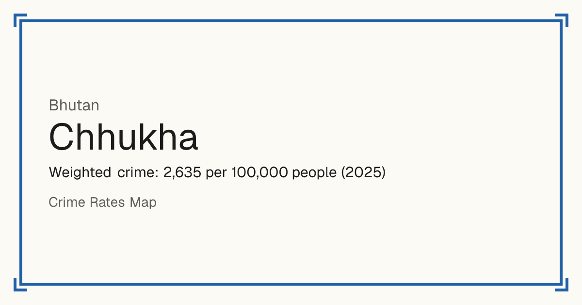 Chhukha, Bhutan: Weighted crime: 2,635 per 100,000 people (2025).