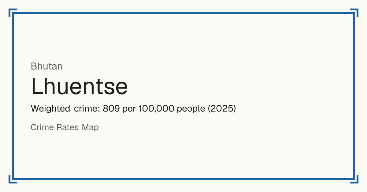 Lhuentse, Bhutan: Weighted crime: 809 per 100,000 people (2025).