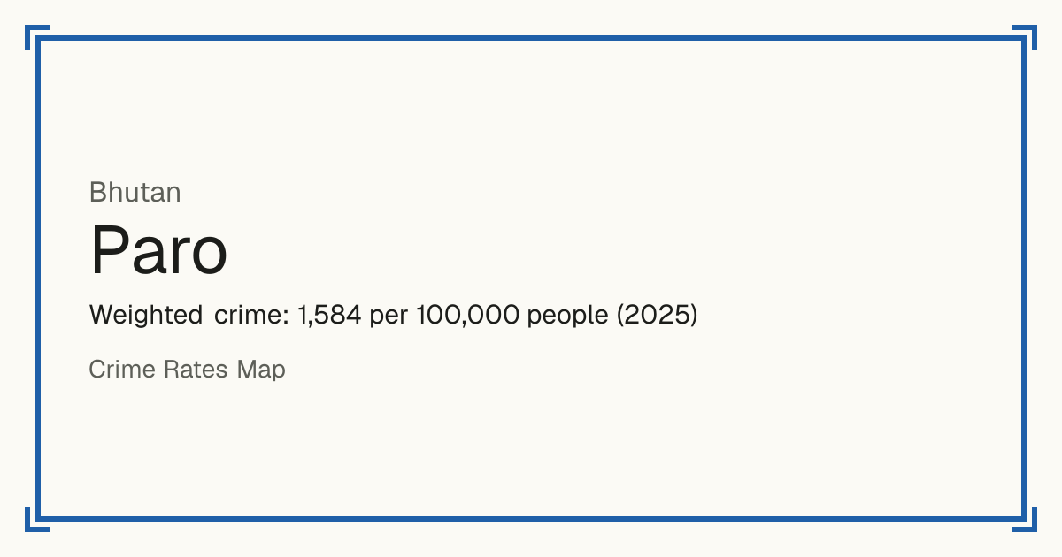 Paro, Bhutan: Weighted crime: 1,584 per 100,000 people (2025).