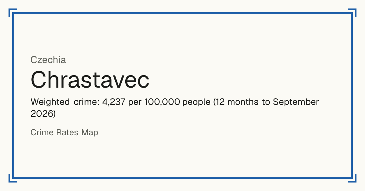 Chrastavec, Czechia: Weighted crime: 4,237 per 100,000 people (12 months to September 2026).