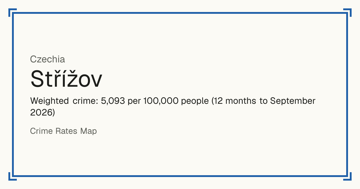 Střížov, Czechia: Weighted crime: 5,093 per 100,000 people (12 months to September 2026).