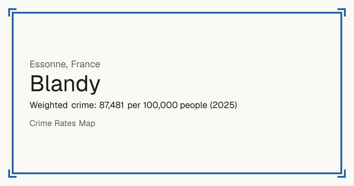 Blandy, Essonne, France: Weighted crime: 87,481 per 100,000 people (2025).