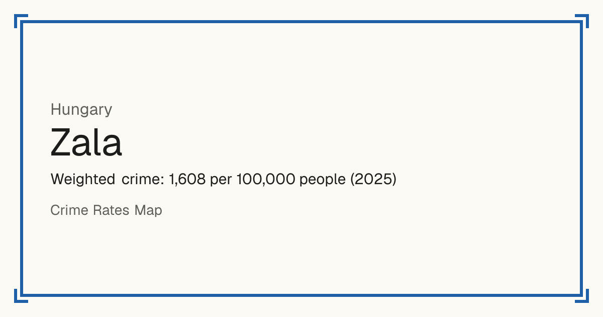Zala, Hungary: Weighted crime: 1,608 per 100,000 people (2025).