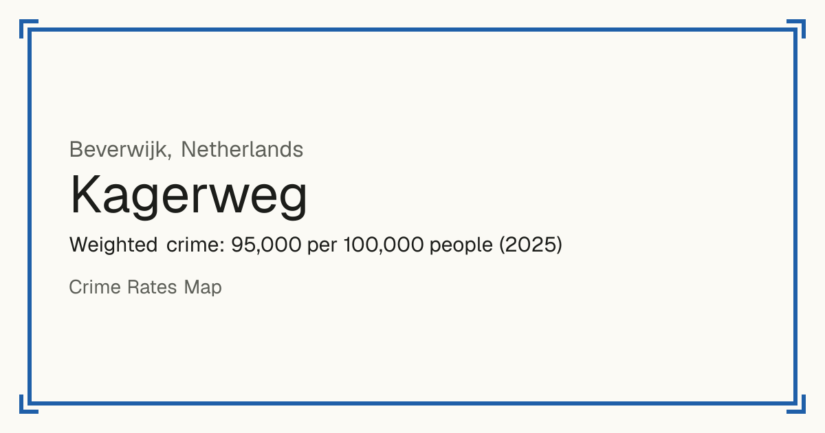 Kagerweg, Netherlands: Weighted crime: 95,000 per 100,000 people (2025).