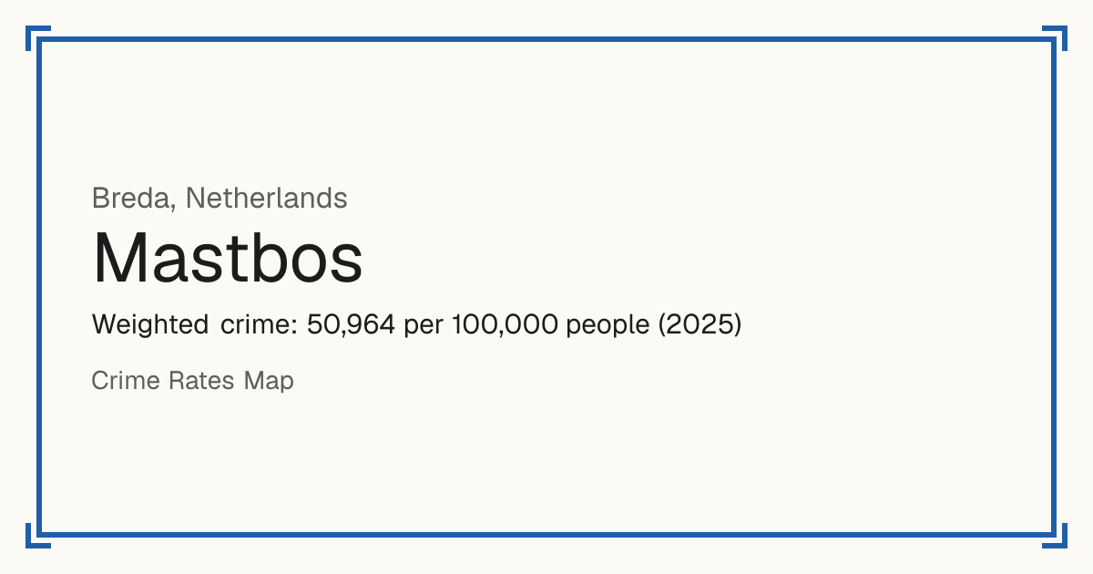 Mastbos, Netherlands: Weighted crime: 50,964 per 100,000 people (2025).