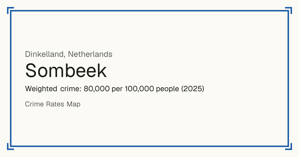 Sombeek, Netherlands: Weighted crime: 80,000 per 100,000 people (2025).