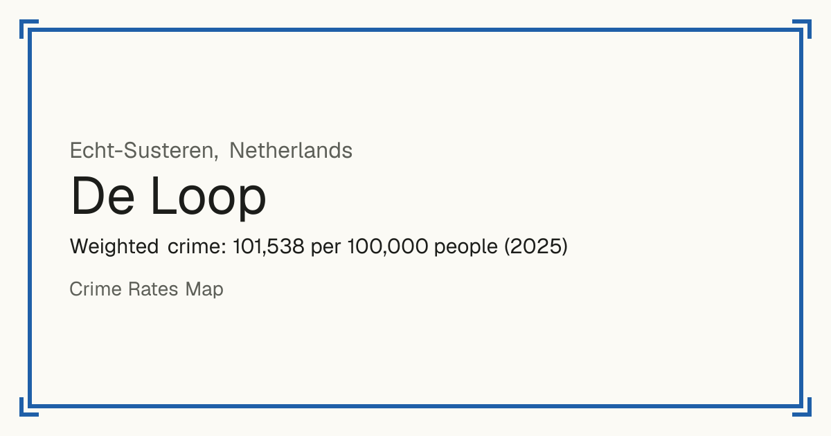 De Loop, Netherlands: Weighted crime: 101,538 per 100,000 people (2025).