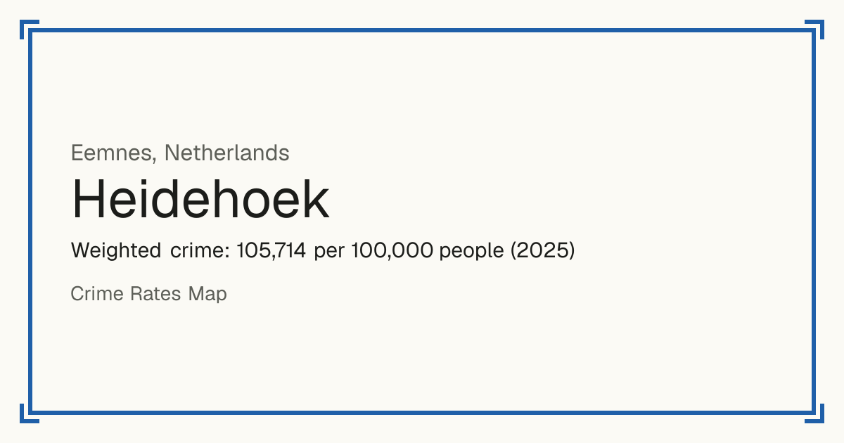 Heidehoek, Netherlands: Weighted crime: 105,714 per 100,000 people (2025).