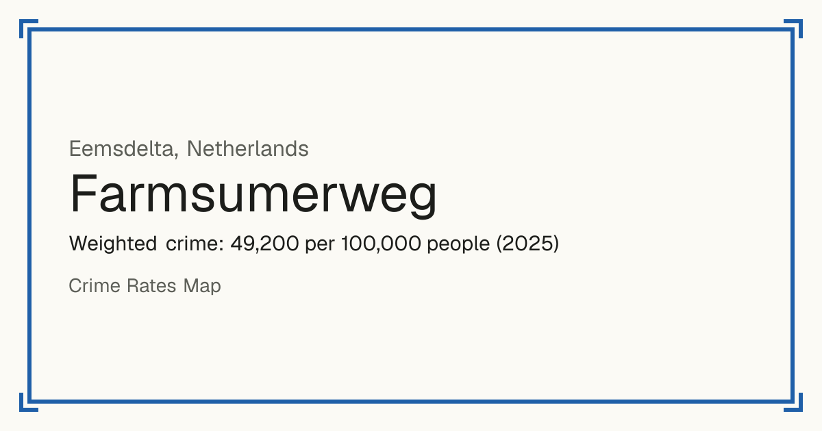 Farmsumerweg, Netherlands: Weighted crime: 49,200 per 100,000 people (2025).