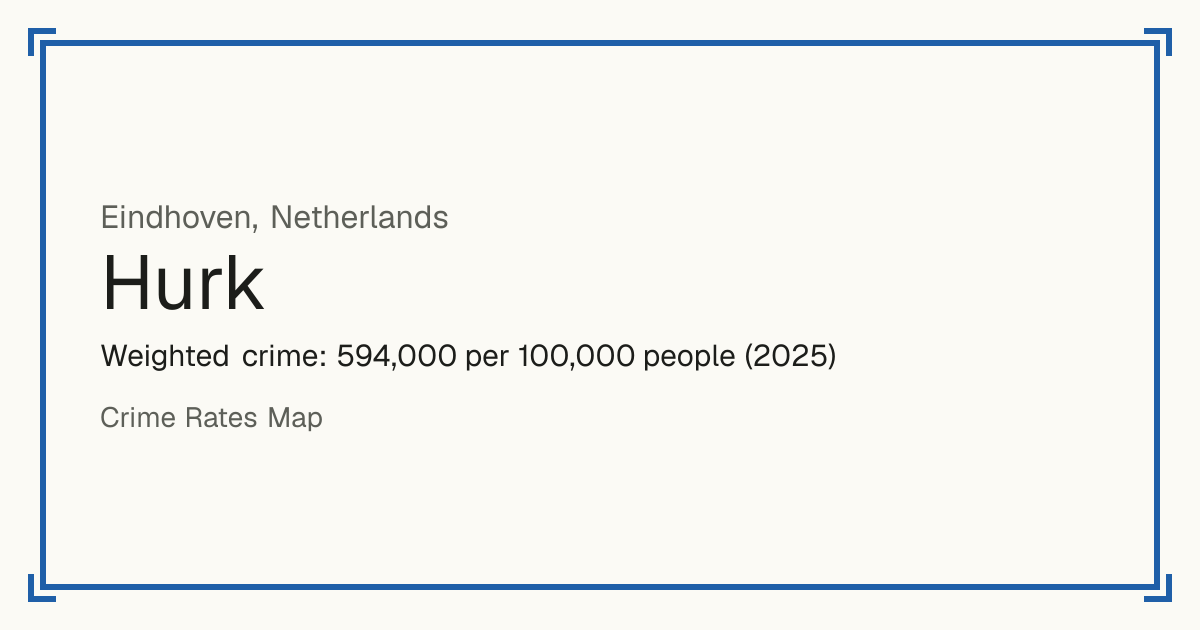 Hurk, Netherlands: Weighted crime: 594,000 per 100,000 people (2025).