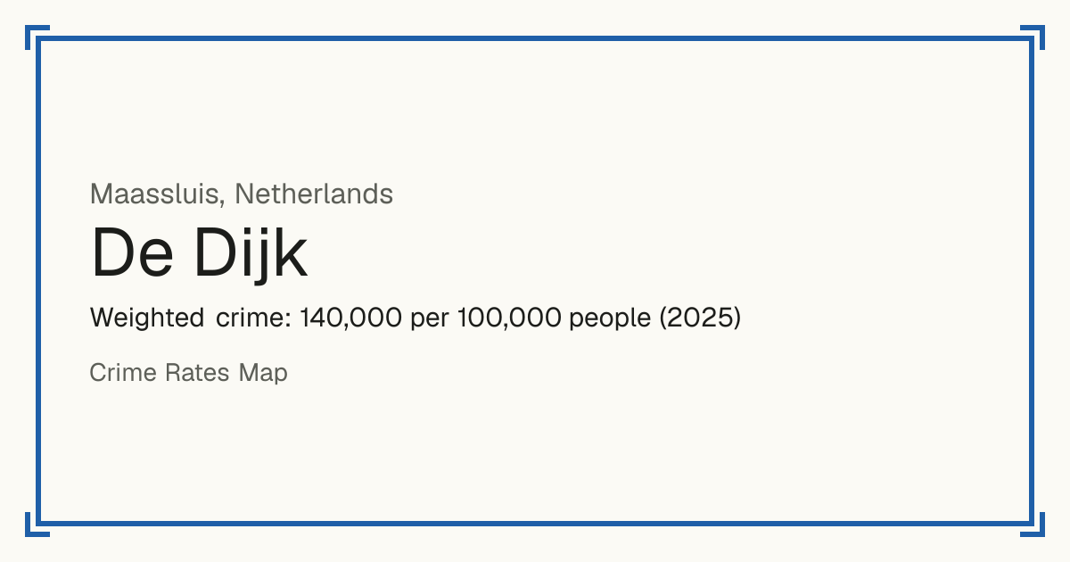 De Dijk, Maassluis, Netherlands: Weighted crime: 140,000 per 100,000 people (2025).