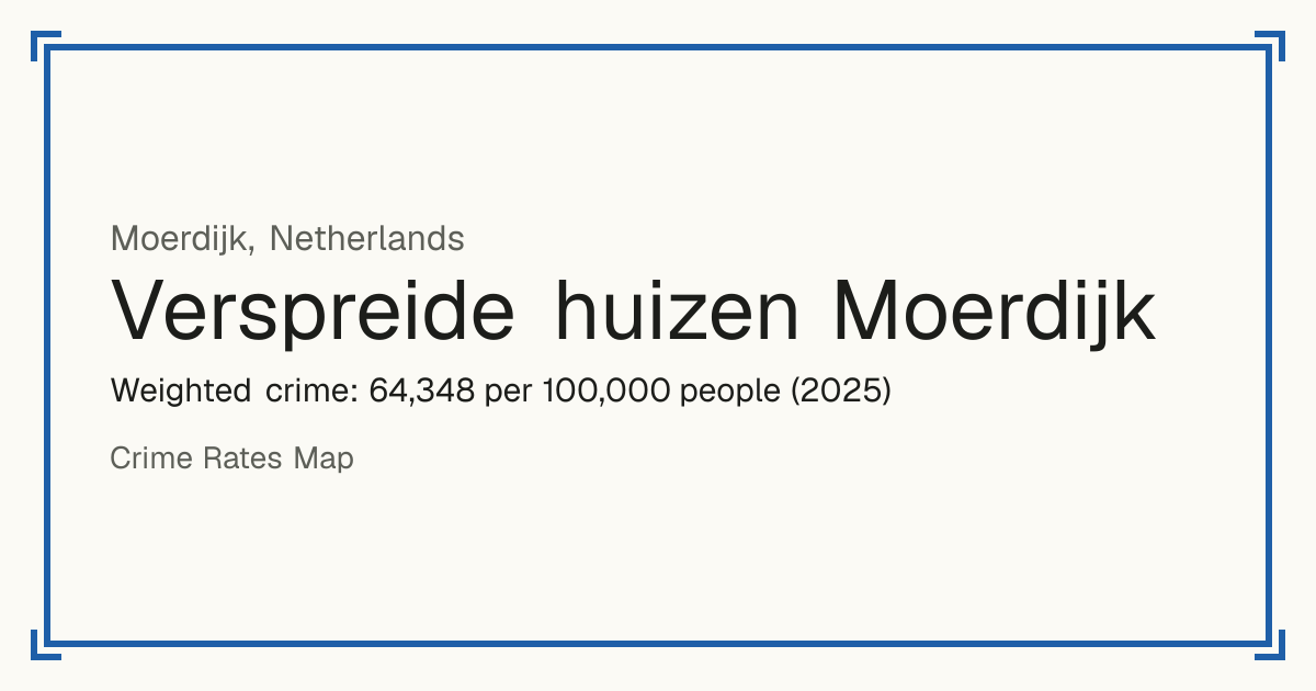 Verspreide huizen Moerdijk, Netherlands: Weighted crime: 64,348 per 100,000 people (2025).