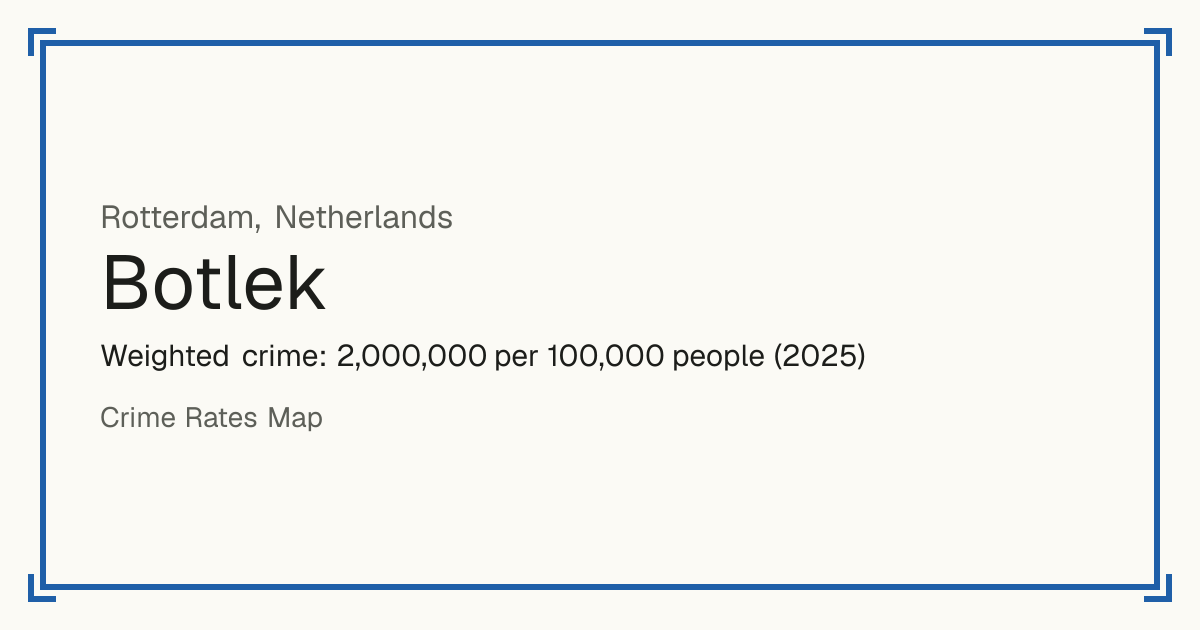 Botlek, Netherlands: Weighted crime: 2,000,000 per 100,000 people (2025).