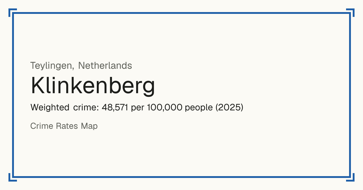 Klinkenberg, Teylingen, Netherlands: Weighted crime: 48,571 per 100,000 people (2025).