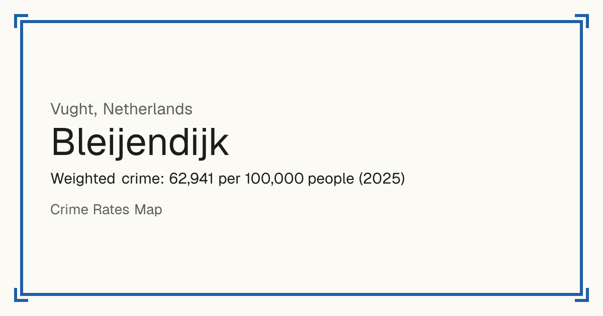 Bleijendijk, Netherlands: Weighted crime: 62,941 per 100,000 people (2025).