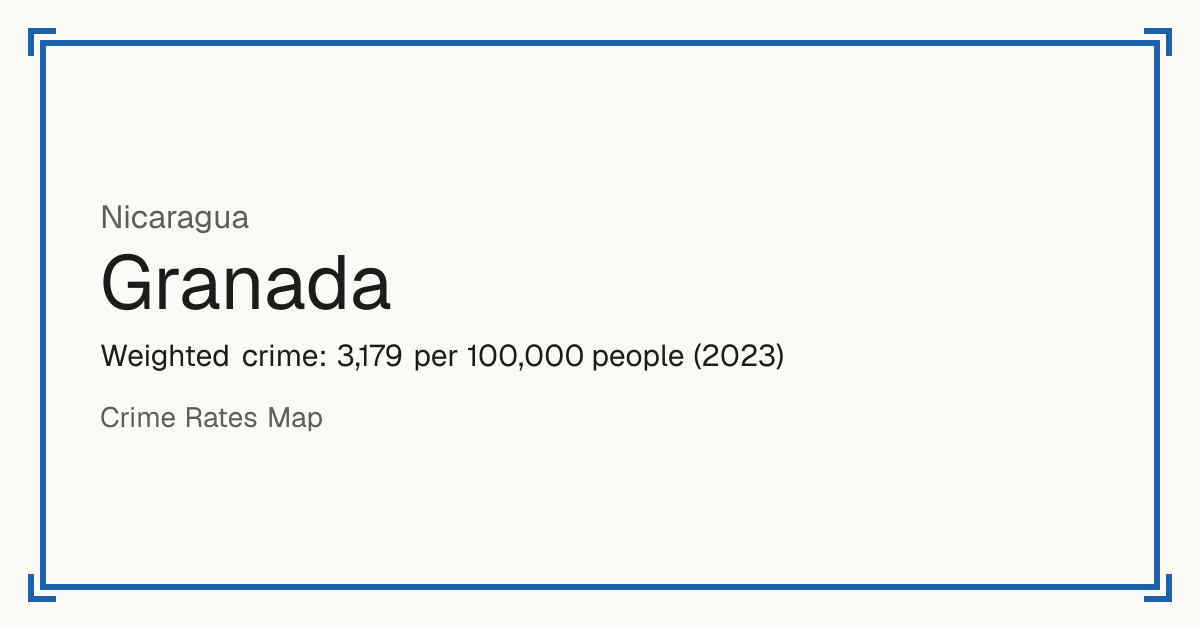Granada, Nicaragua: Weighted crime: 3,179 per 100,000 people (2023).