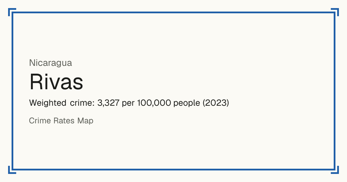 Rivas, Nicaragua: Weighted crime: 3,327 per 100,000 people (2023).