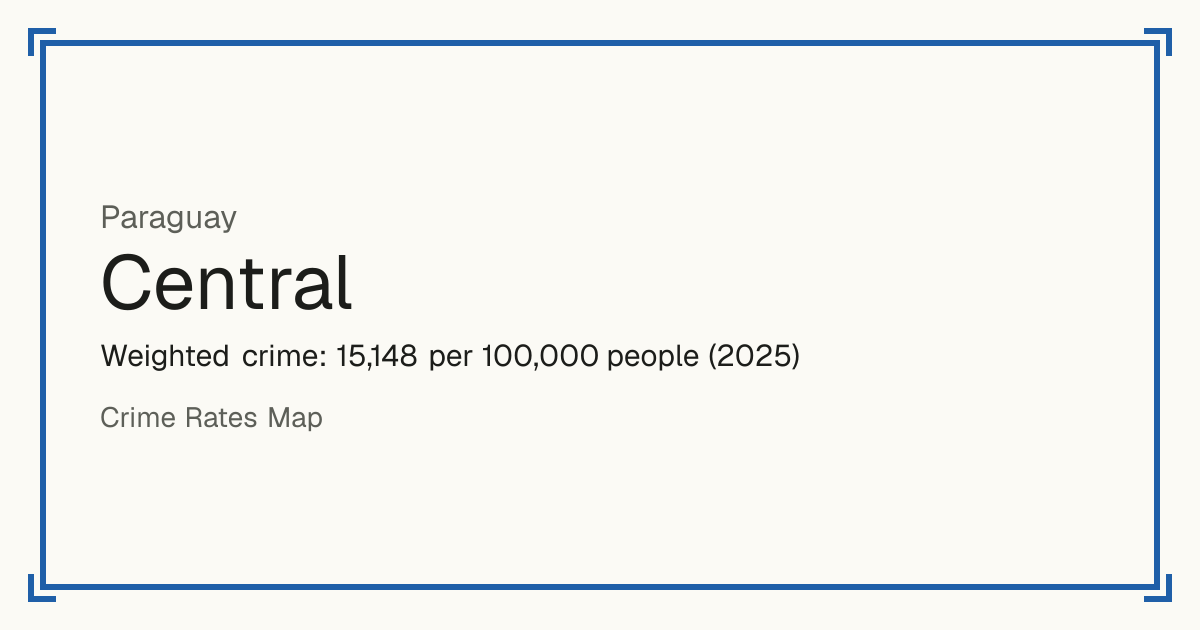 Central, Paraguay: Weighted crime: 15,148 per 100,000 people (2025).