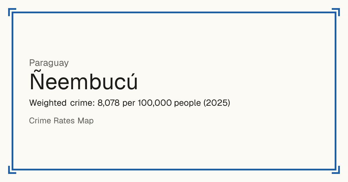 Ñeembucú, Paraguay: Weighted crime: 8,078 per 100,000 people (2025).