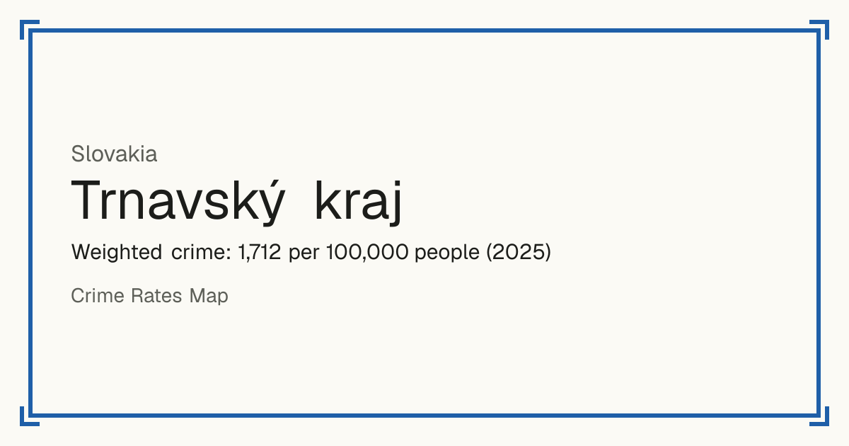 Trnavský kraj, Slovakia: Weighted crime: 1,712 per 100,000 people (2025).