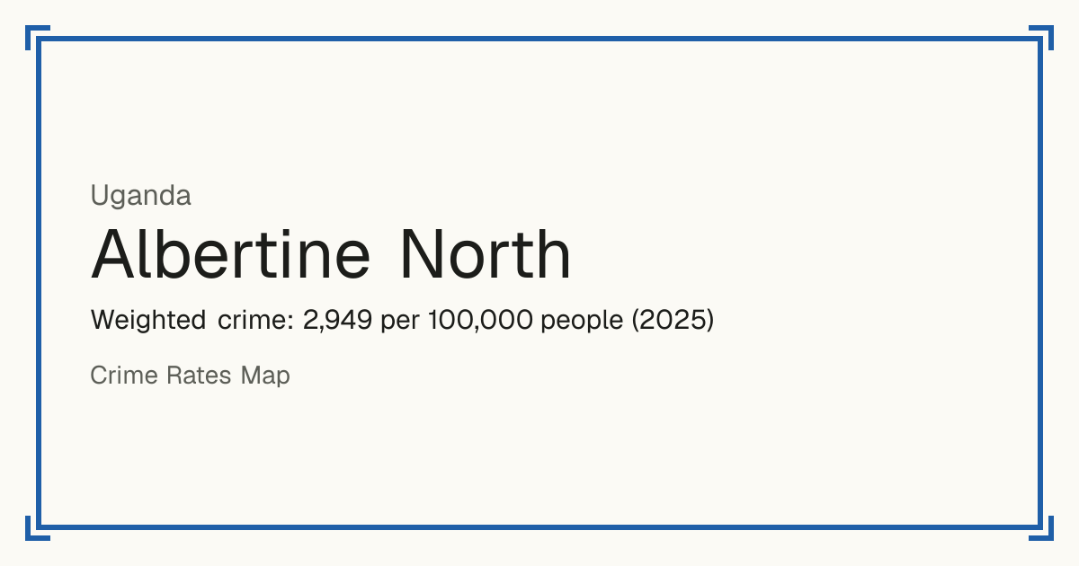 Albertine North, Uganda: Weighted crime: 2,949 per 100,000 people (2025).
