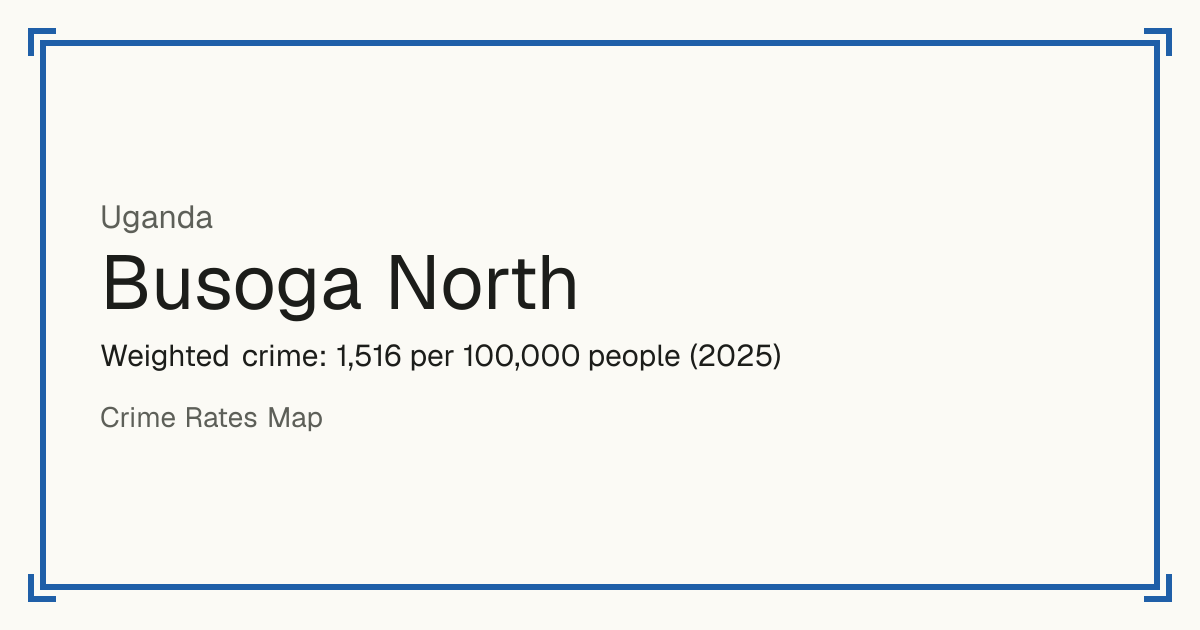 Busoga North, Uganda: Weighted crime: 1,516 per 100,000 people (2025).