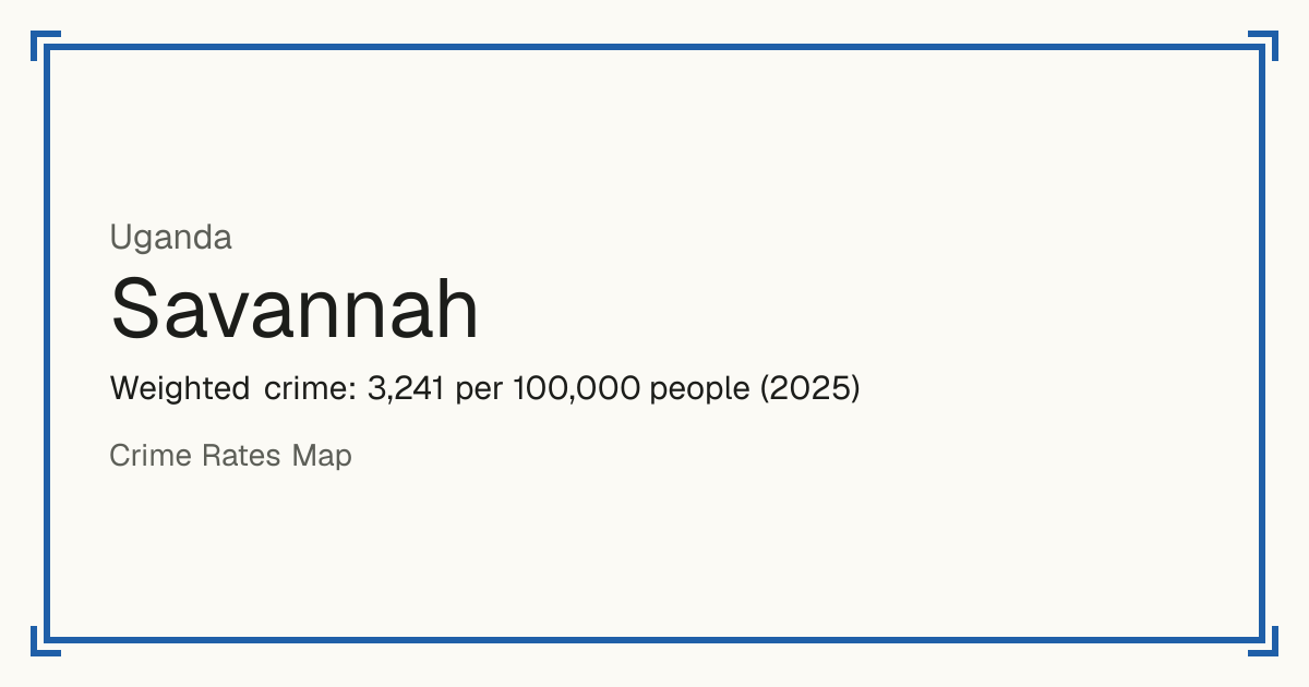 Savannah, Uganda: Weighted crime: 3,241 per 100,000 people (2025).