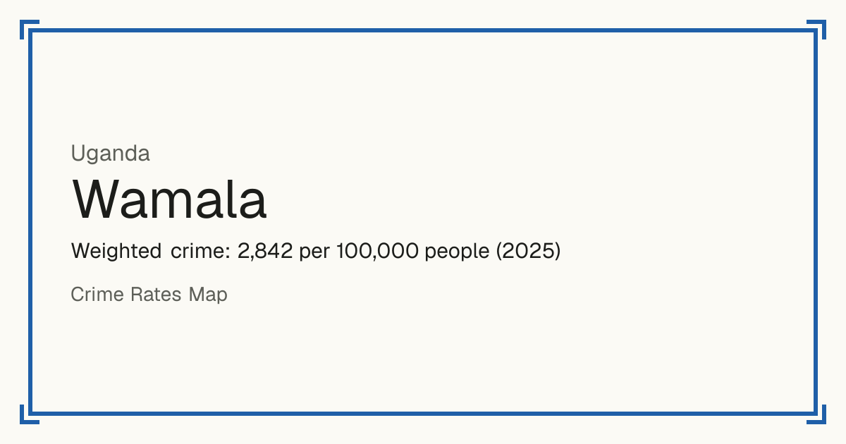 Wamala, Uganda: Weighted crime: 2,842 per 100,000 people (2025).