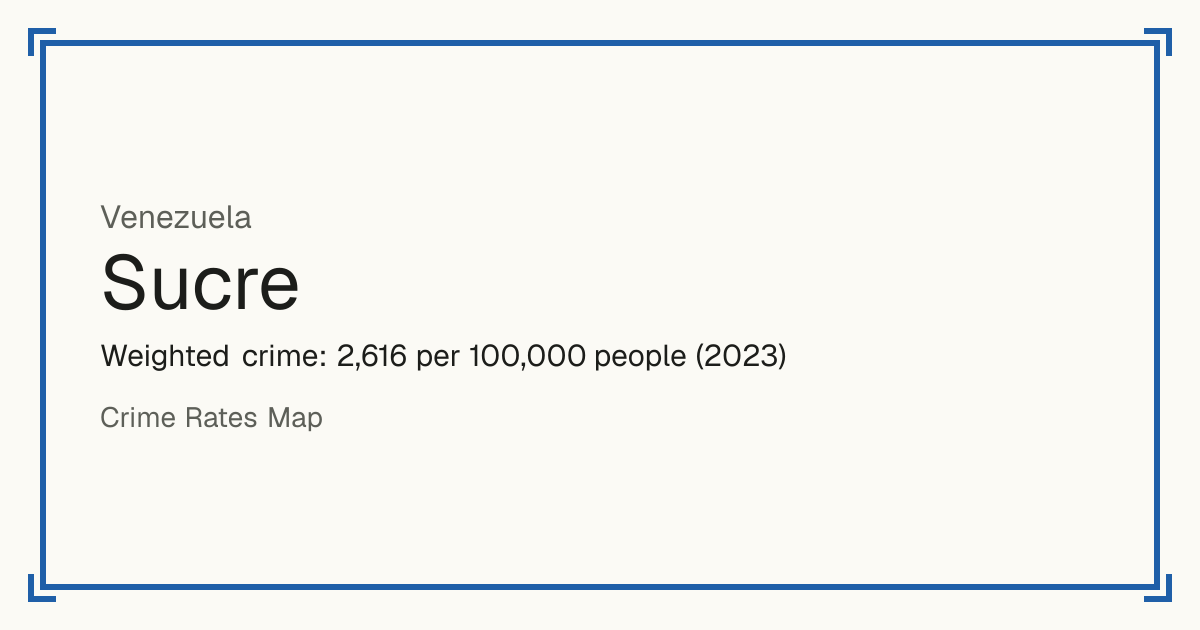 Sucre, Venezuela: Weighted crime: 2,616 per 100,000 people (2023).