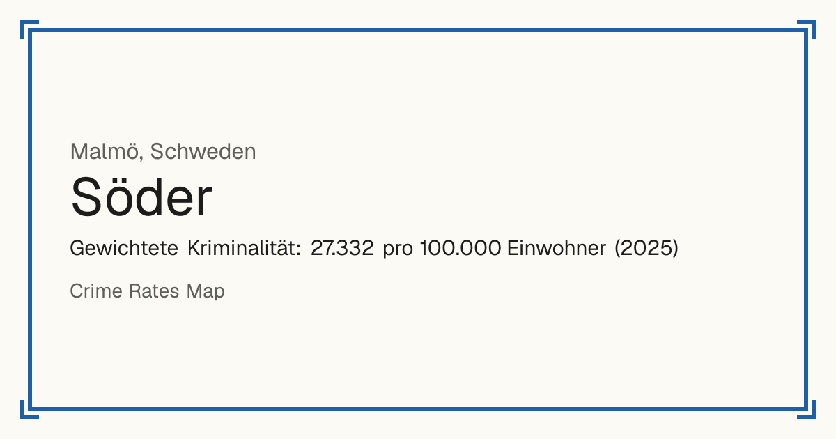 Söder, Schweden: Gewichtete Kriminalität: 27.332 pro 100.000 Einwohner (2025).