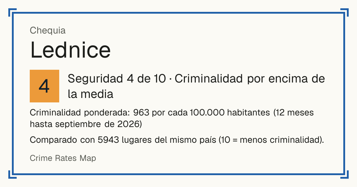 Lednice, Chequia: Seguridad 4 de 10 (Criminalidad por encima de la media). Comparado con 5942 lugares del mismo país (10 = menos criminalidad).