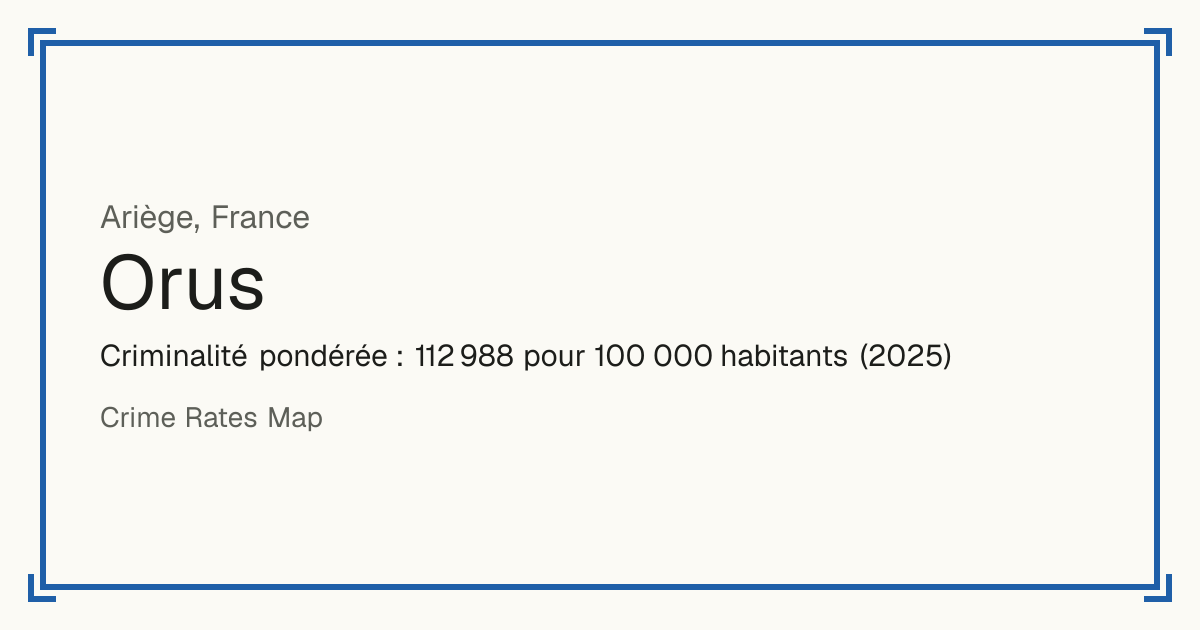 Orus, France: Criminalité pondérée : 112 988 pour 100 000 habitants (2025).