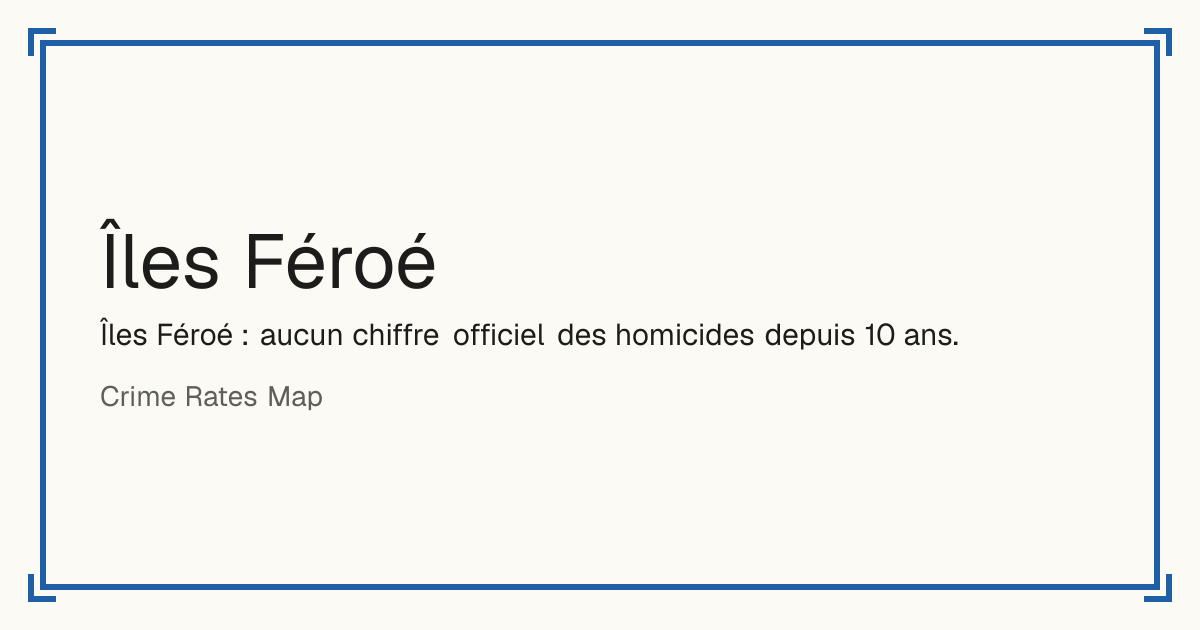 Îles Féroé : taux d'homicides pour 100 000 habitants, sa tendance sur 10 ans et son rang en Europe du Nord.
