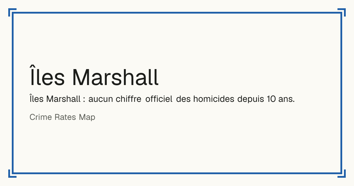 Îles Marshall : taux d'homicides pour 100 000 habitants, sa tendance sur 10 ans et son rang en Micronésie.