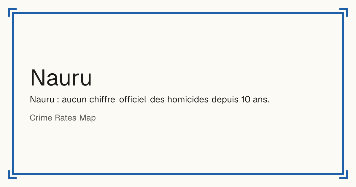 Nauru : taux d'homicides pour 100 000 habitants, sa tendance sur 10 ans et son rang en Micronésie.