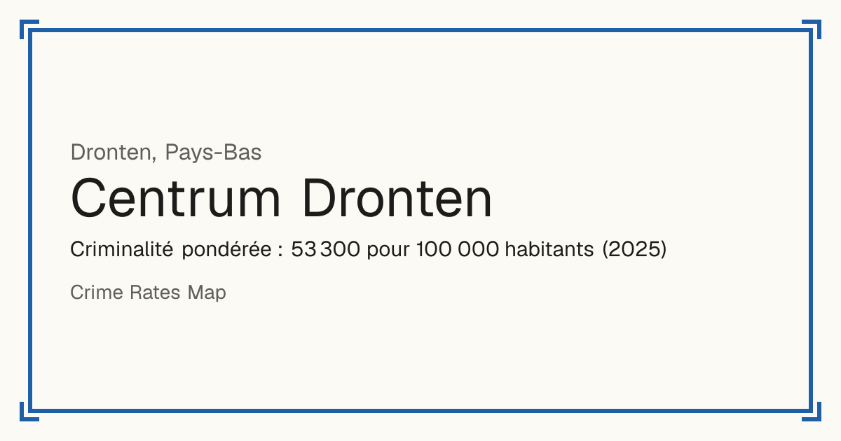 Centrum Dronten, Pays-Bas: Criminalité pondérée : 53 300 pour 100 000 habitants (2025).