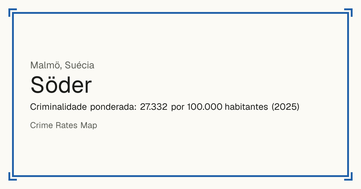 Söder, Suécia: Criminalidade ponderada: 27.332 por 100.000 habitantes (2025).